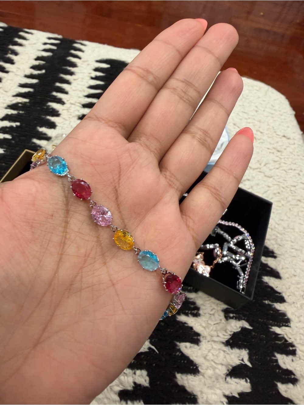 Multicolor Oval Gemstone Bracelet - Women Jewelry